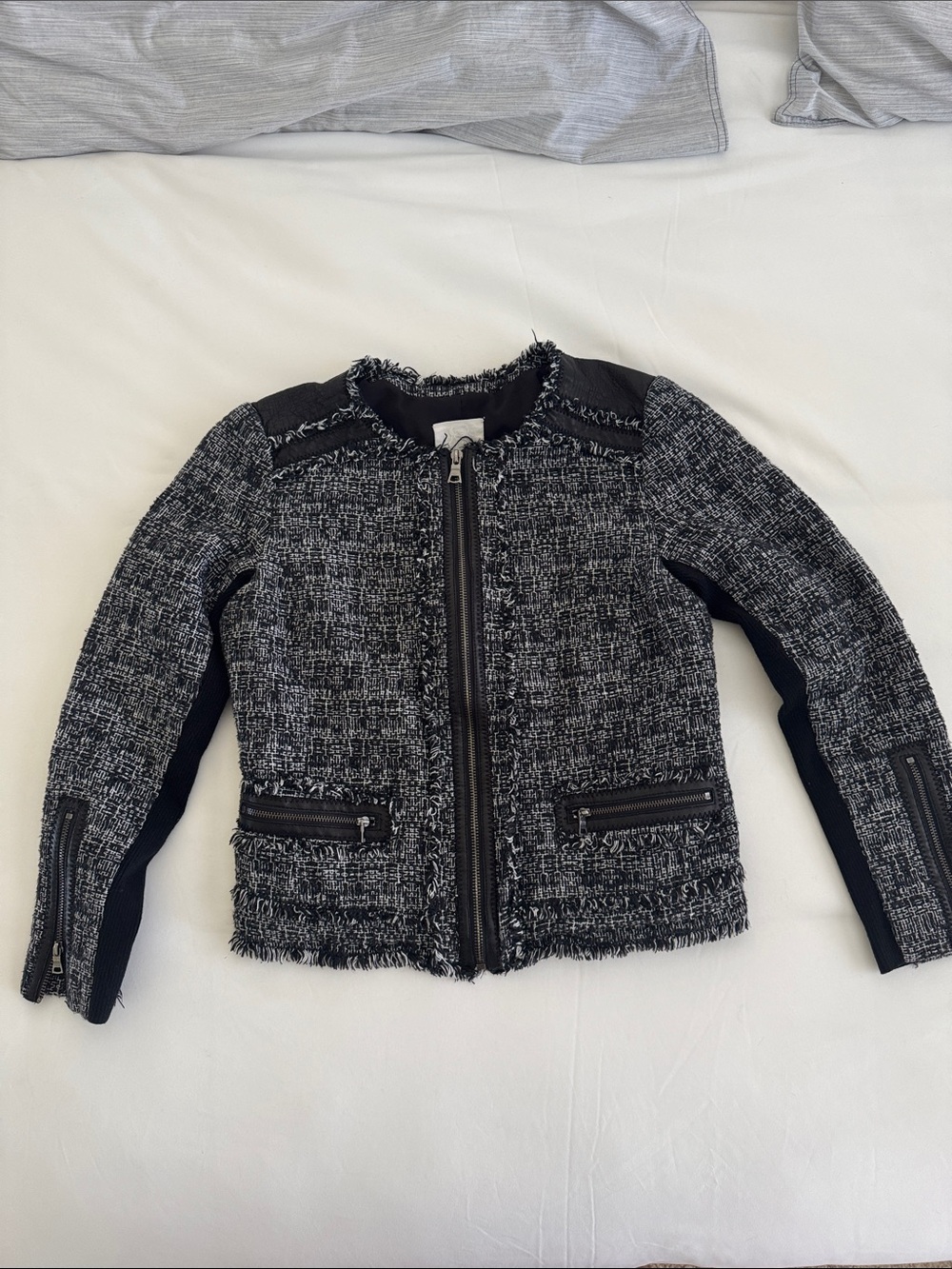 Rebecca TBlack & Gray Tweed Zip-Front Women's Jacket